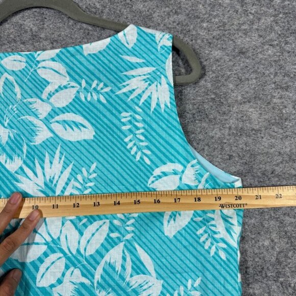 Windsmoor Boho Women's Linen Floral Core Teal Sleeveless Top Size 12 - Picture 13 of 15